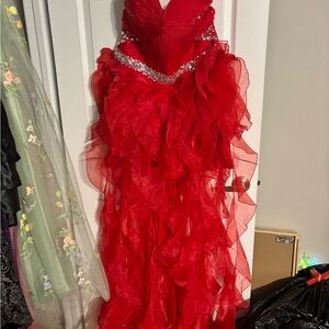 Red Ruffled Gown